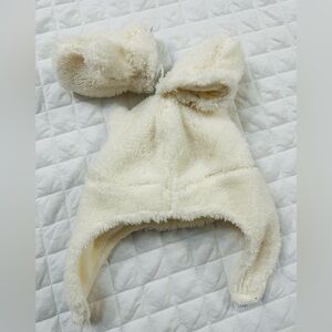 NWT Carter's Cream Fleece Kids Bear Hat with Mittens